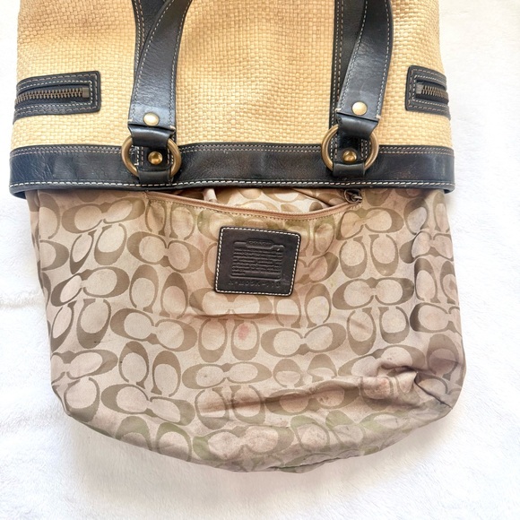 Vintage Coach Legacy Natural Woven Straw Handbag Leather Trim M05K-113 FLAWS - Picture 14 of 14